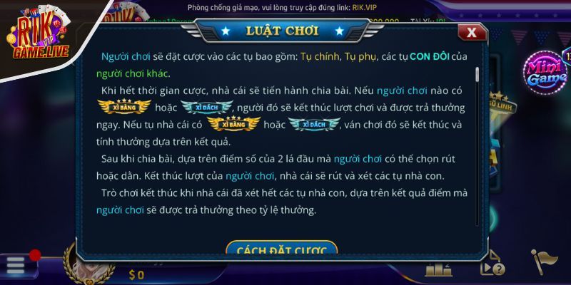 Luật chơi Xì Dách RIKVIP cơ bản